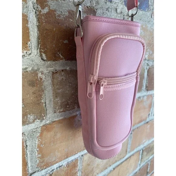 Pink Crossbody Stanley Cup Tumbler Water Bottle Travel Carrier Holder - Picture 6 of 9